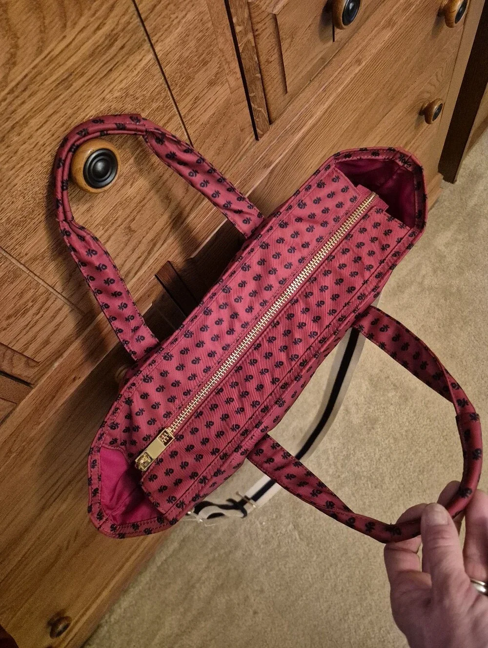 American Gurl Stoney Clover Lane Red Patterned Tote Bag For Doll And Accessories